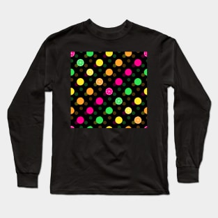 Bright Citrus Polka Dots (Black) Long Sleeve T-Shirt